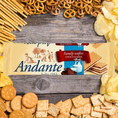 Andante kakaós-csokoládés és tejes krémmel töltött ostya 130g